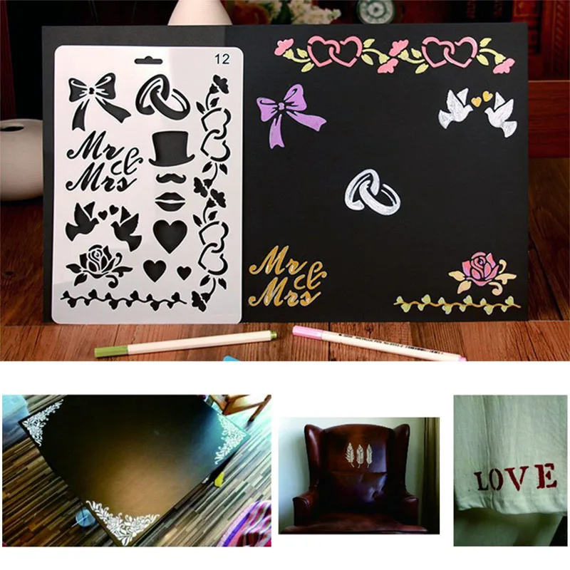 2017 Wall Painting Stencil Bow Vintage Pattern Reusable Paint Scrapbooking DIY Decor FEB23 30
