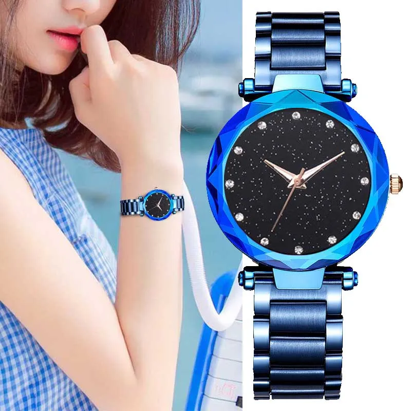 

Fashion Women Watch Star Sky Diamond Dial Design Luxury Women Dress Watches Female Quartz Wristwatch Lady Gift relogio feminino