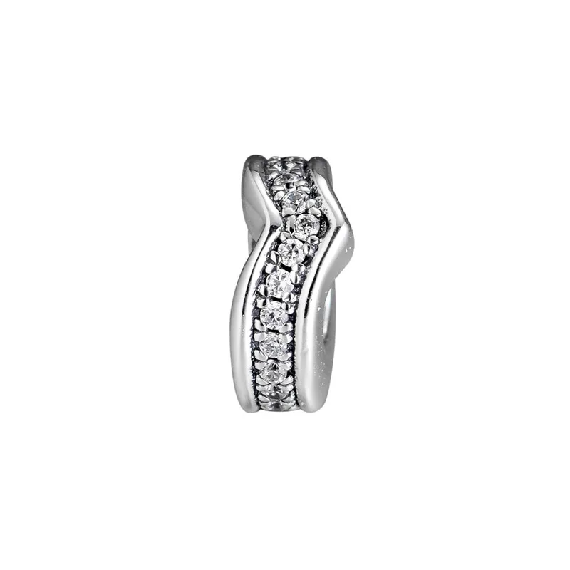 Fit Pandora браслет мерцающий Wish Spacer Шарм потрясающий шеврон форма ослепительный фианит DIY женщин серебро 925 ювелирных изделий FL908