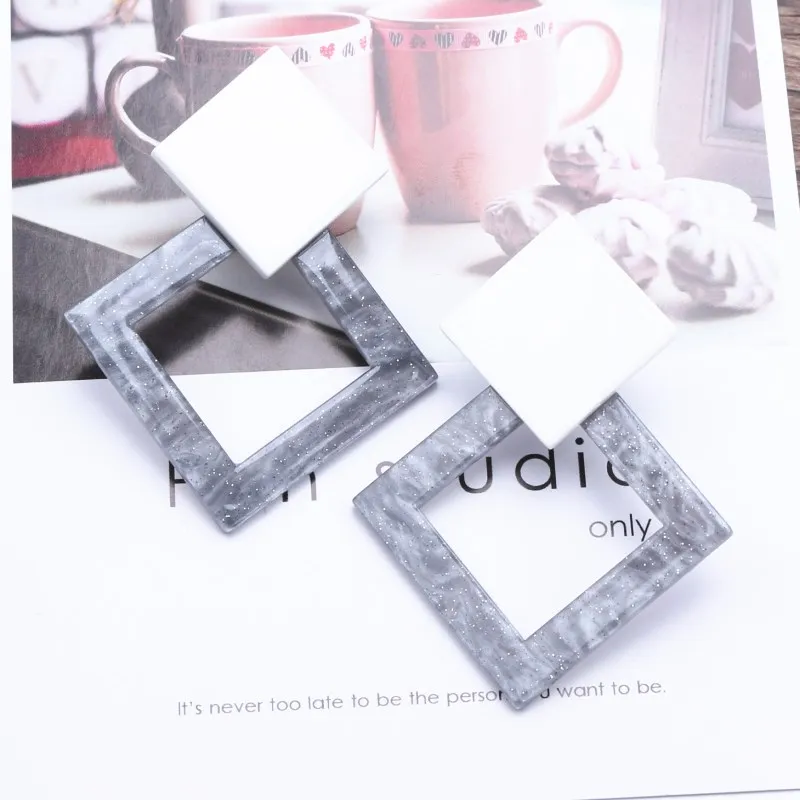 2019 Fashion Jewelry Leopard Acrylic Resin Oval Dangle Earrings For Women Geometry Big Circle Square Earrings Acetate Brincos