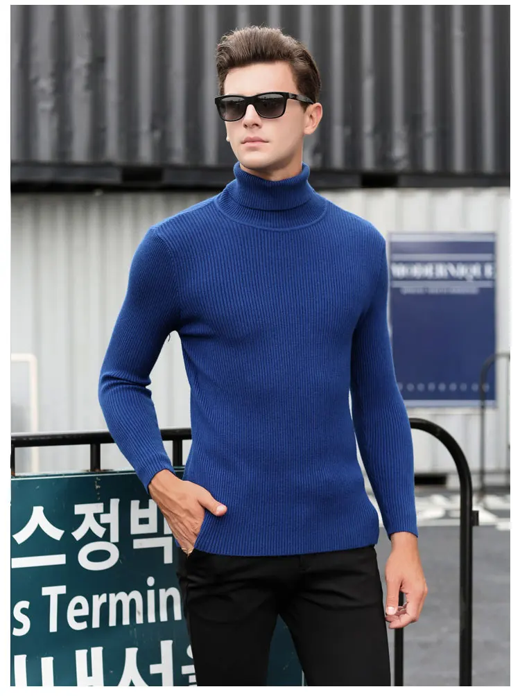 Mwxsd новая весна Для мужчин s Модный пуловер свитер Для мужчин вязаный кашемировый свитер Высокий воротник шерстяной свитер Мужской