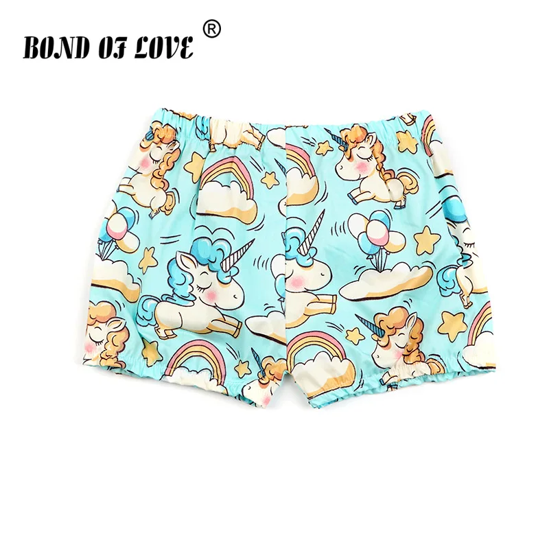 

Children Girls Summer Shorts Brand Casual Unicorn Rainbow Clouds Printed Cotton Elastic Mid Waist Loose Shorts For 2-6Y Children