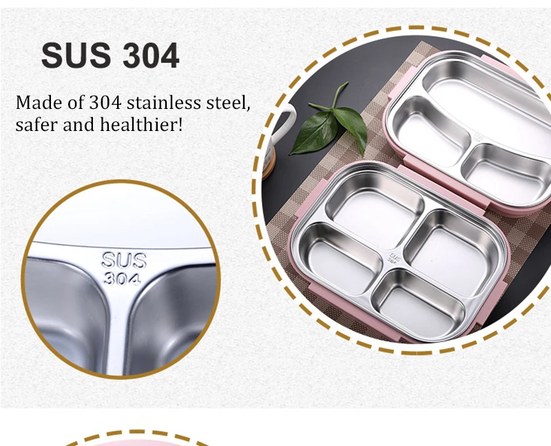TUUTH High Quality 304 Stainless Steel Lunch Box Whit Bag Set Portable Leakproof for Kids Picnic School Food Container B10