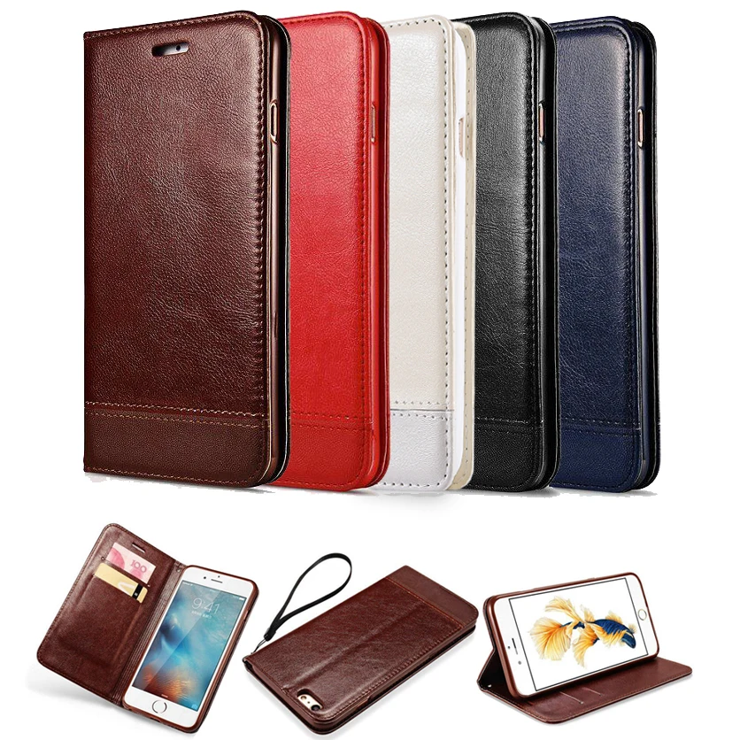 

5.5'' Luxury Wallet With Card Holder Stand PU Leather Case For Apple iPhone 6 6S Plus Phone Bag Vintage Cover Coque Fundas Brown