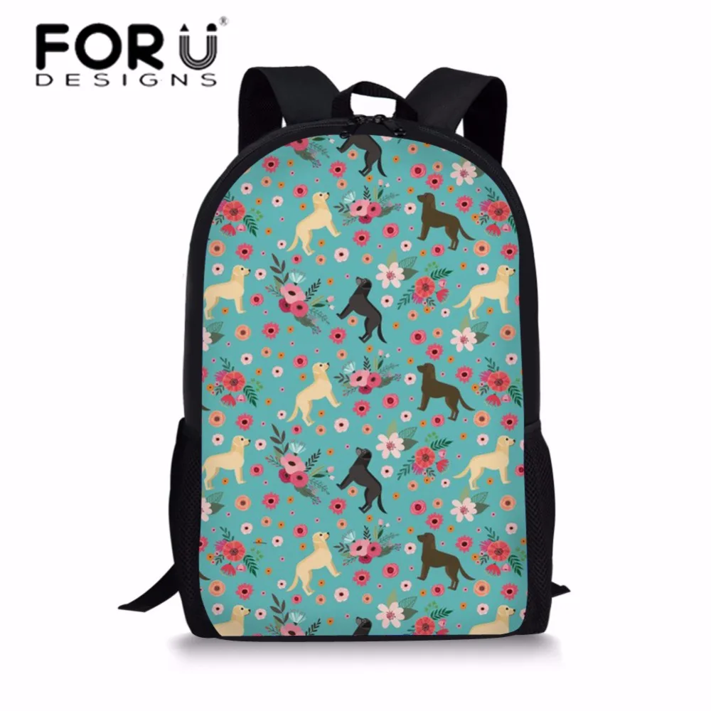 

FORUDESIGNS Labradoodle Flower Printing School Bags for Girls Kawaii Shoulder Backpack Teenagers Large Capacity School Book Bag