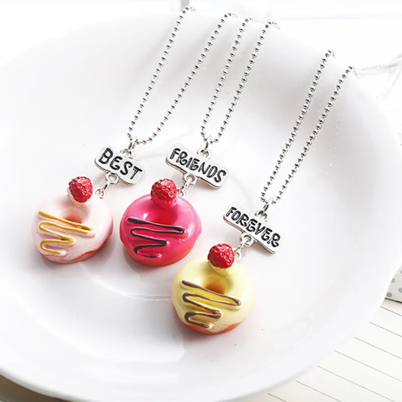 Fashion Bff Necklace Candy Cherry Donuts Resin Pendant BFF For Children Best Friends Forever Kid Jewelry Gift | Украшения и