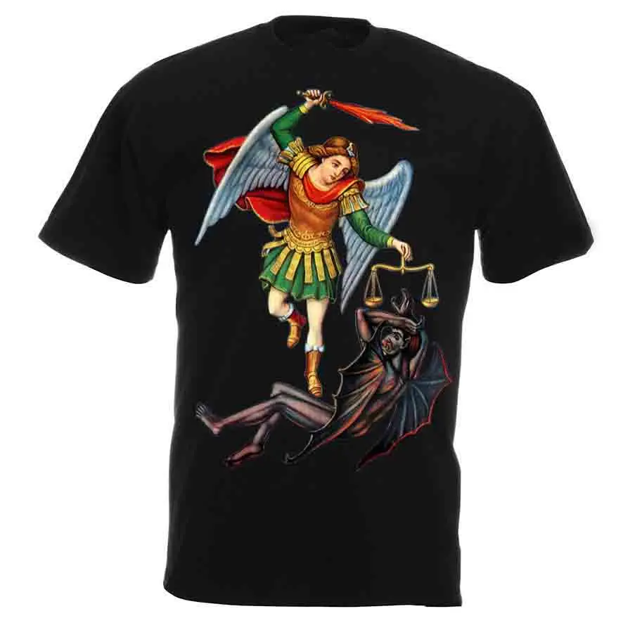 

Saint Michael the Archangel Destroy Devil Catholic Christian Black T-Shirt III jurney Print t-shirt Cool xxxtentacion tshirt top