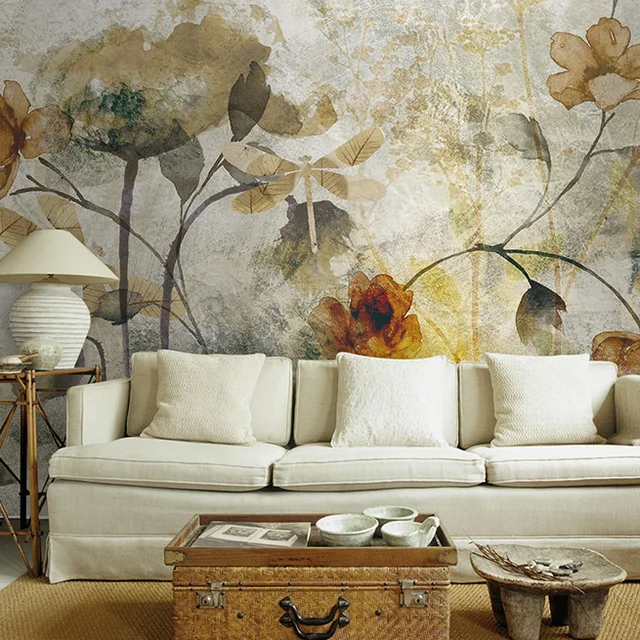 Hand painting Fresh Modern Design Lily Flower Mural 3d Wall Photo