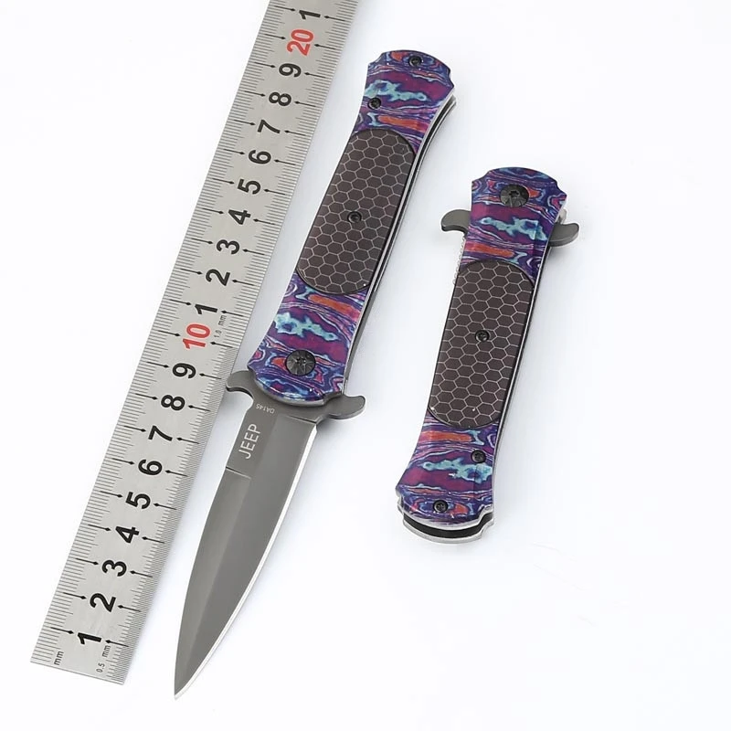 

folding knife DA145 pocket knife 440c blade 3D steel handle titanium coat camping hunting survival knives outdoor rescue tools