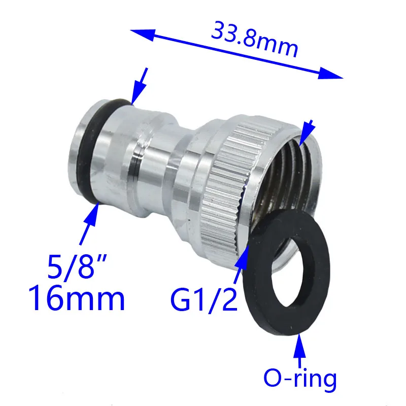 Медь женский G1/2 до 5/" быстрый разъем латунь сад крана водяной пистолет адаптер Смеситель Для Шланга стиральной машины адаптер 15 шт - Цвет: Серебристый