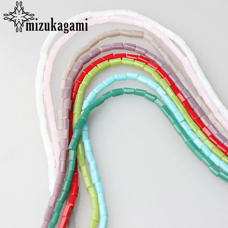 

2017 New Fashion Candy Color Crystal Cuboid Tube Beads Side 2*4mm 98 Beads Free Shipping