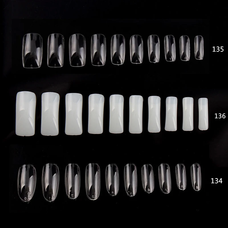 

500pcs/pack Traceless Oval Shape Nail Art Tips Full/Half Nail False Tips Natural/Transparent/ 2 Colors Nail Art Finger Tips