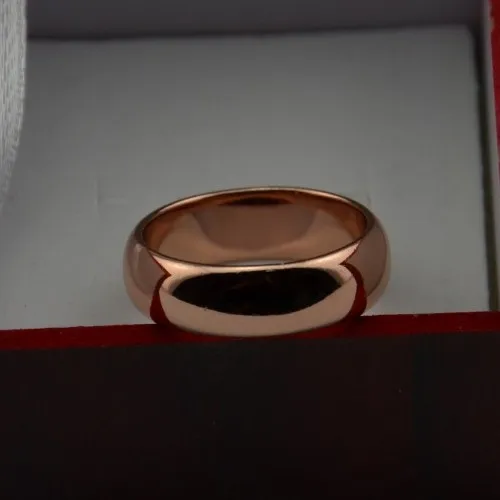 Никогда не выцветает розовое золото цвет 6 мм брендовые кольца для женщин и мужчин обручальные кольца для влюбленных розовое золото ювелирные изделия