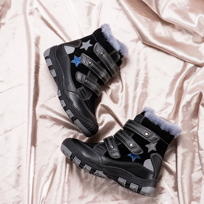 Botas de Inverno Sapatos de Correção Princepard Inverno Crianças Sapatos Ortopédicos Meninas Meninos 100% Pele Preto Couro Genuíno 22-36 7 inverno meninas meninos 100% pele preto couro