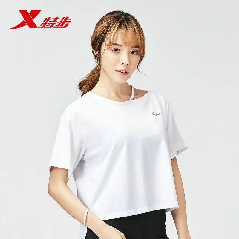 881228019057 xtep Short Sleeve Female 2019 New Casual Sling T-Shirt Top Off Shoulder Short Jacket