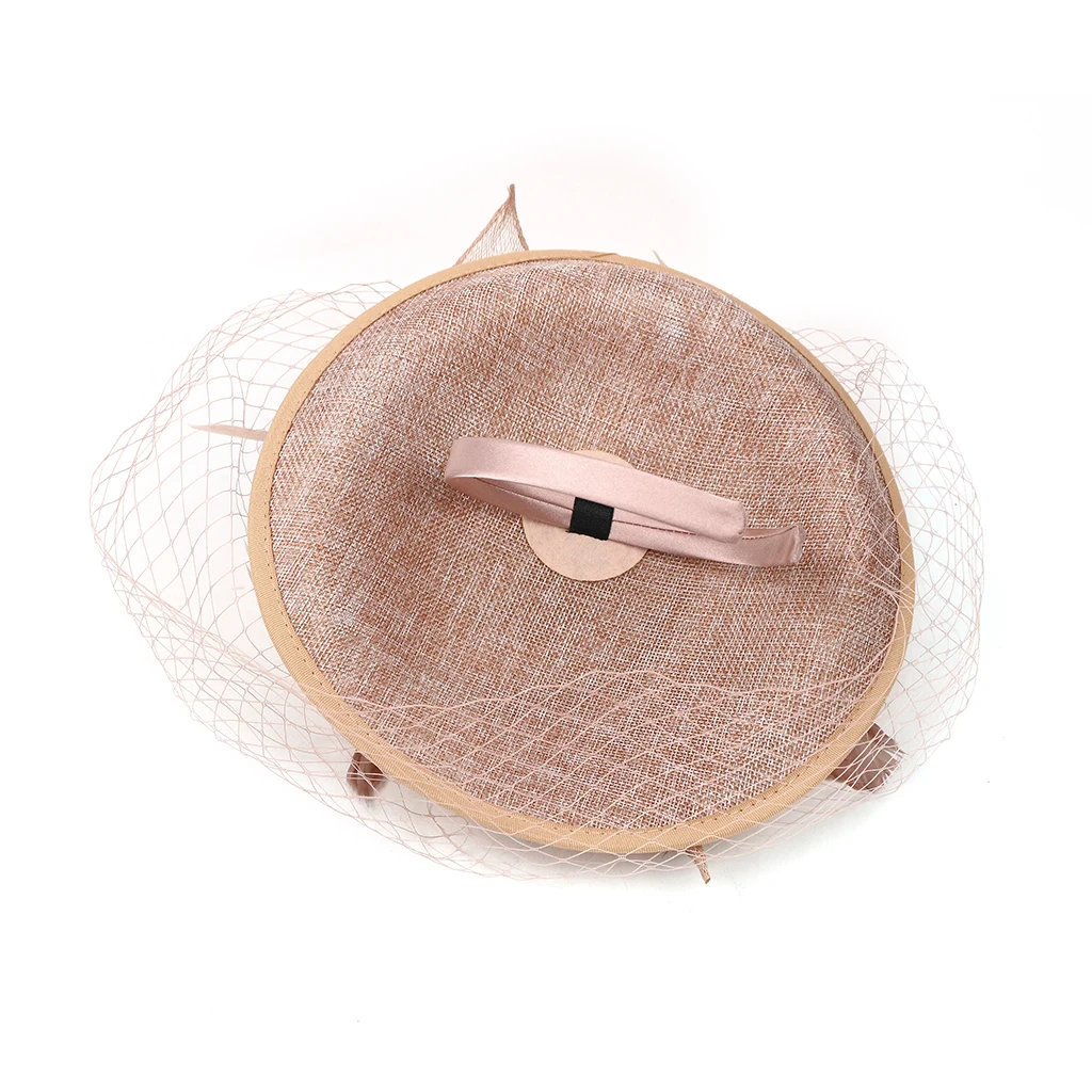 Elegant Women Ladies Sinamay Hat Feather Headband Clip Fascinator Veil Wedding Party Royal Ascot Hair Accessories