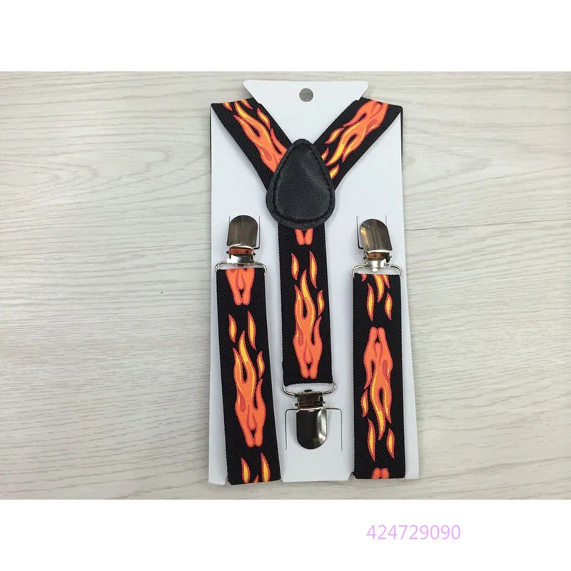 

Fashion Boys Girls Unisex Kid Suspender Lightning Flames Cross Pattern Clip-on Adjustable Elastic Braces Suspenders YHH0014