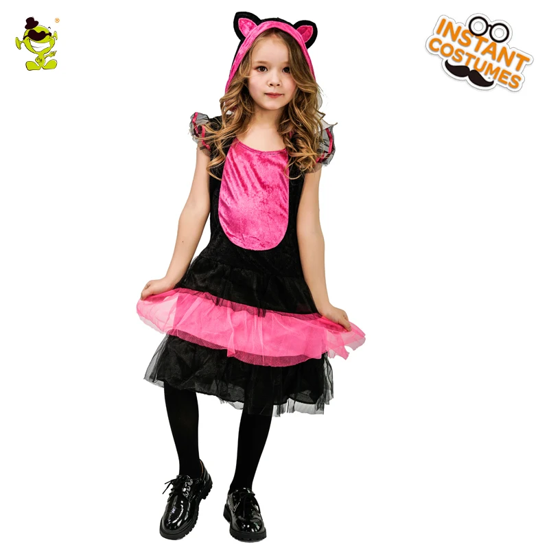 Buy 2018 Girl's Pink Cat Costumes Children's Cute And Sweet Dresses For Girl's