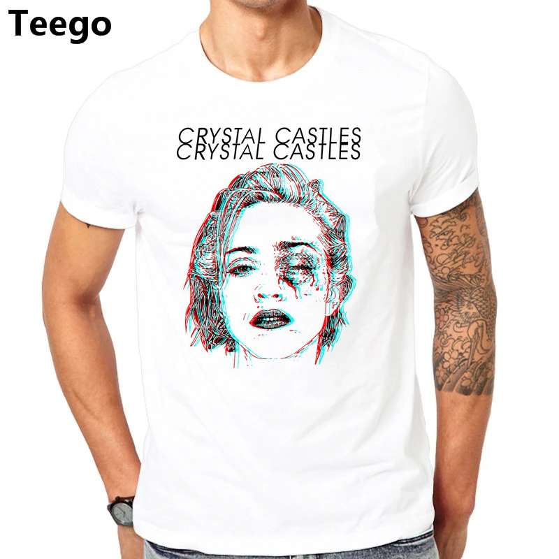 Crystal Castles Men's Big Deer Slim Fit T-shirt Black Rockabilia New Arrival Male Tees Casual Boy T Shirt Tops Discounts | Мужская