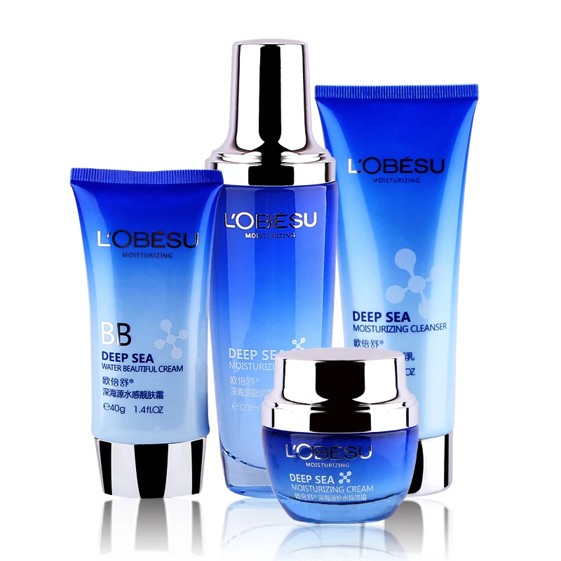 

Brand Deep Ocean Face Skin Care Set 4pcs Facial Cream +Cleanser+Toner+BB Cream Anti-Wrinkle Fine Lines Spot Remover Exfoliating
