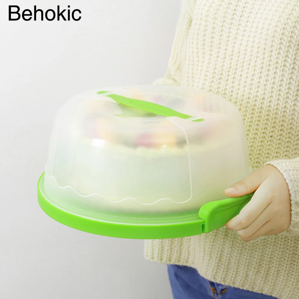 

Behogar Round Cake Carrier Handheld Plastic Pastry Storage Holder Dessert Container Cover Case Birthday Wedding Party Supplies