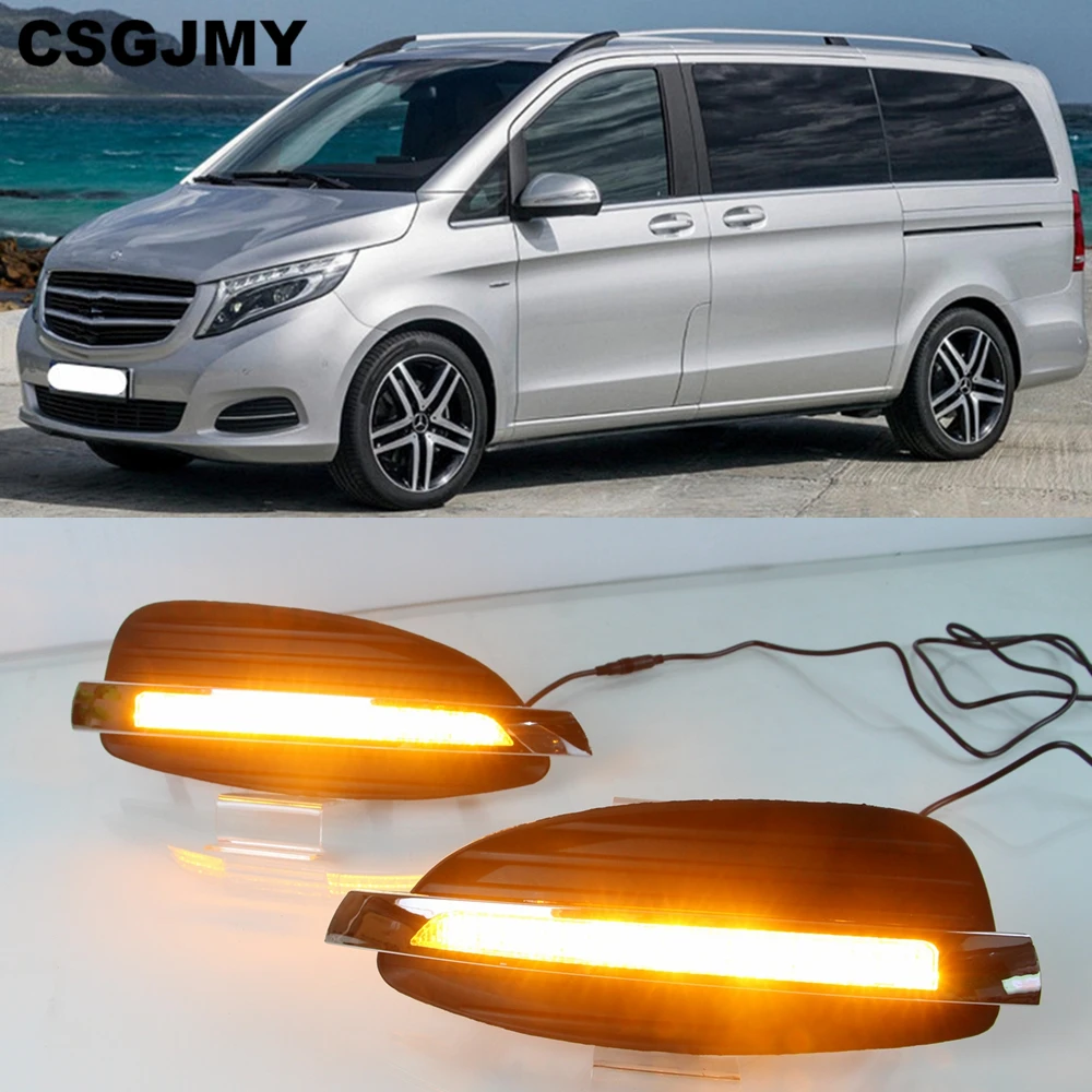 

CSGJMY 2PCS LED Daytime Running Light Car Accessories 12V DRL Fog Lamp For Mercedes Benz V-Class Vito V250 V260 2016 2017 2018