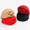 2022 Ladies Red Wedding Hat For Women Vintage 100% Wool Felt Pillbox Hats Black Fascinator Winter Fedoras Bow Beret Church Hats ► Photo 1/6