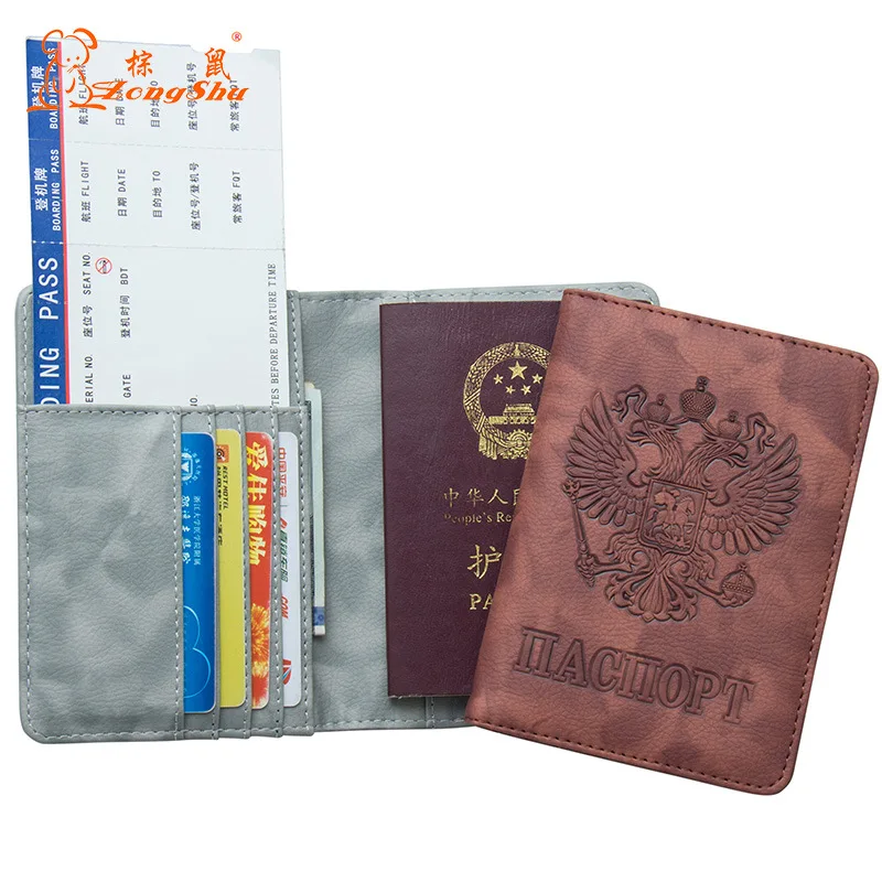 Дорожный Русские Бизнес паспорт для паспорта Для женщин Для мужчин России кредитной держатель для карт водительских прав билеты бумажник