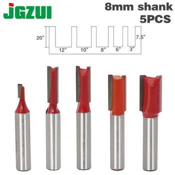 

5PCS 8mm Shank high quality Straight/Dado Router Bit Set Diameter Wood Cutting Tool