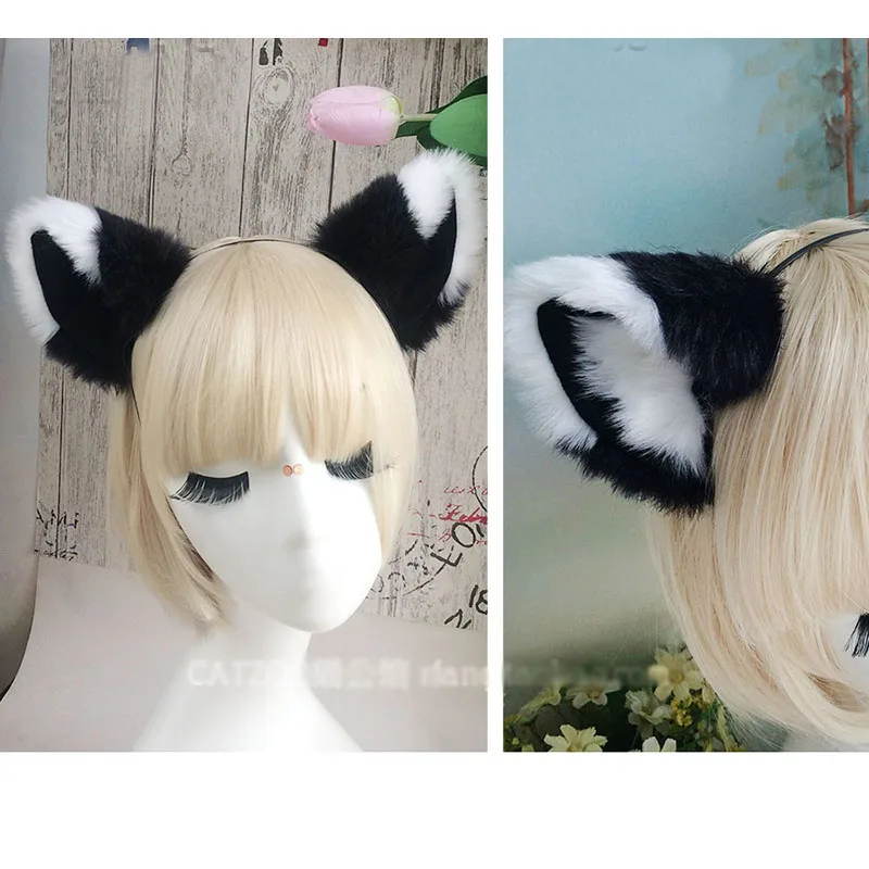 

Cat Fox Long Fur Ears Anime Neko Cosplay Costume Hair Clip Multi-Color Costumes cos cartoo Headwear
