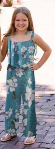 Женские комбинезоны с цветочным принтом, туника в стиле бохо, модные женские длинные брюки на бретельках, сексуальный комбинезон без рукавов, свободный пляжный комбинезон - Цвет: Child 802