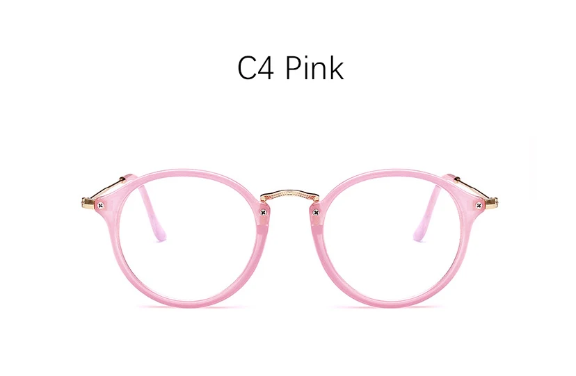 C4 Pink Синий светильник, очки, оправа Очки для работы за компьютером, круглые прозрачные женские очки, оправа, оптические оправы - Цвет оправы: C4 Pink