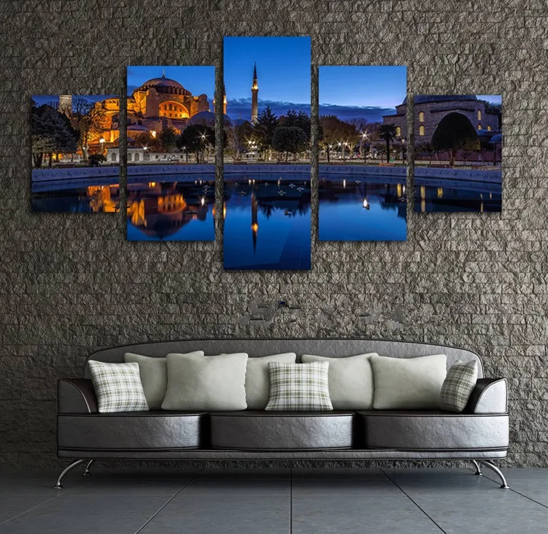 5-Panels-New-Fashion-Blue-Night-Sultan-Ahmed-Mosque-Istanbul-Canvas-Painting-for-Home-Living-Room (2)