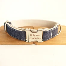 

Personalized dog collar Jean Customized Pet Collar Engraved Name Phone Number Pet Dog Leash And Collar dog nameplate 5 Sizes