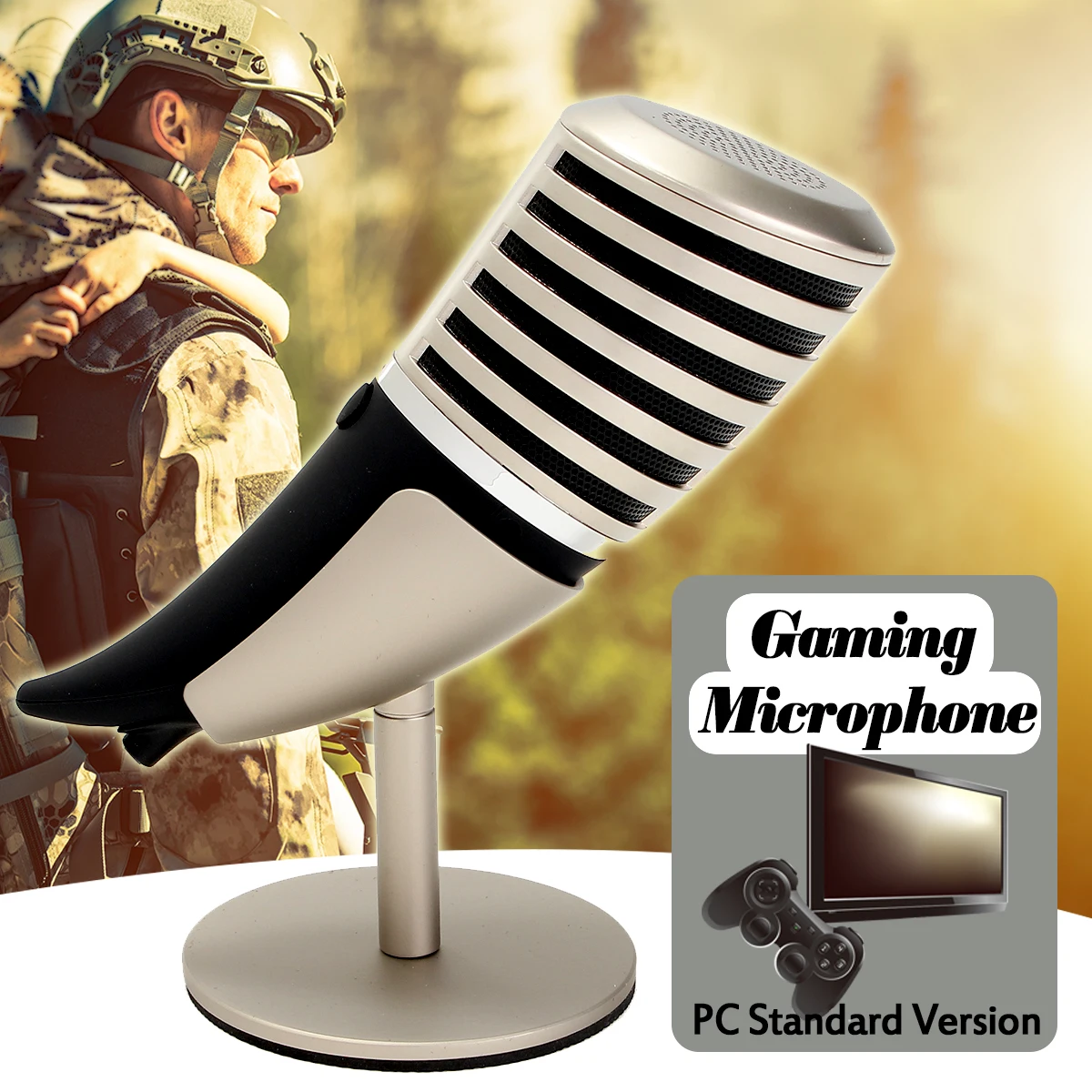 

Pro Desktop Gaming Microphone Stand for Computer Laptop Mic With Holder Portable Audio Video Microphones