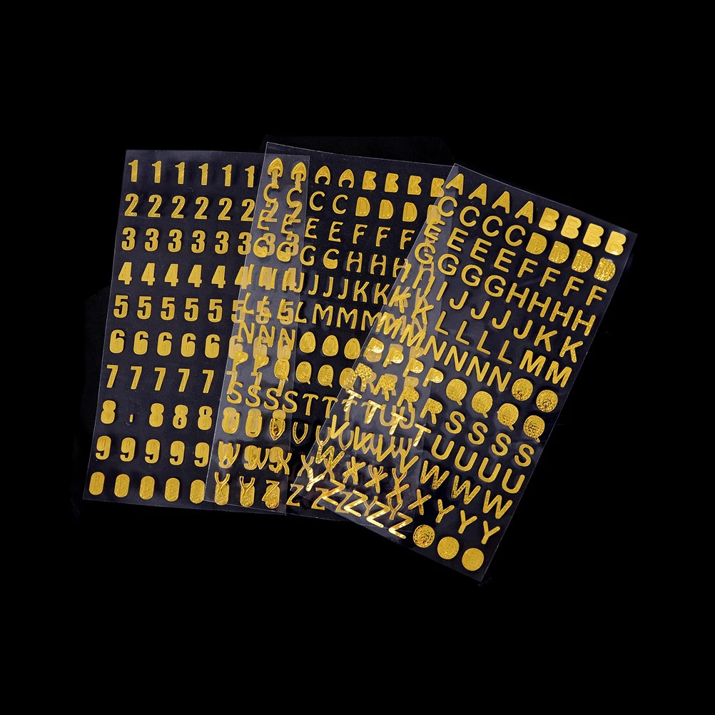 3 Sheets/lot Silver/Gold Crafts Bronzing Stickers DIY Scrapbook Digital Letter Number Decorative Sticker Toys 21.5*10cm - Image 5