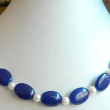 Благородство удача женские натуральные украшения AAA Новые Красивые 13x14 мм овальный камень и натуральный жемчуг ожерелье 1" серебряный крючок