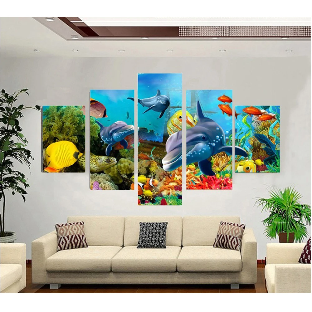

REALSHINING Sea Dolphin World Full Square DIY Diamond Painting Cross Stitch Mosaic Home Wall Decoration Diamond Embroidery DM309