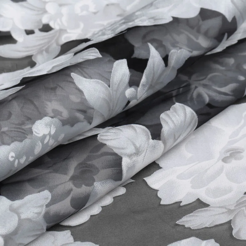 

LEO&LIN Organza Embroidery Perspective Cut Flowers Silk Raw Silk Jacquard Imitation Silk Fabric Material Super Beauty