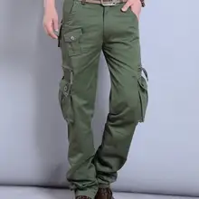Бренд Для мужчин s военные брюки-карго мульти-карманы мешковатые Для мужчин брюки повседневные штаны комбинезоны армейские брюки