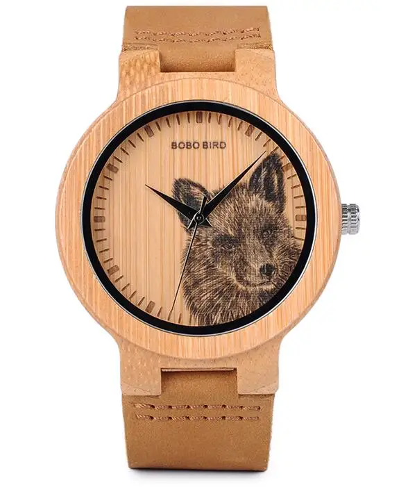 Бобо птица бамбукового дерева часы для мужчин с изображениями печати дополнительно повседневные часы V-P20 - Цвет: P20-3wolf