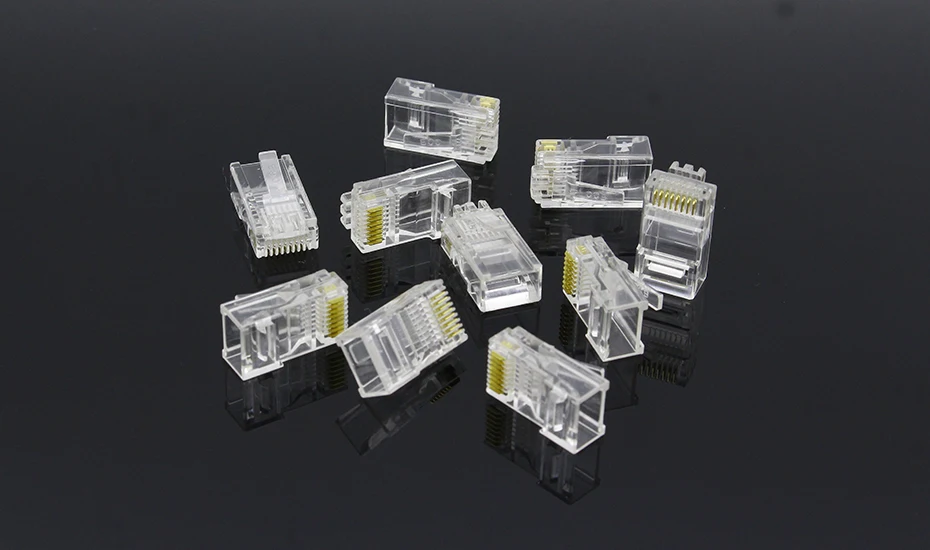 Абсолютно 100 шт кристальная головка RJ45 CAT5 CAT5E модульный разъем позолоченный сетевой разъем