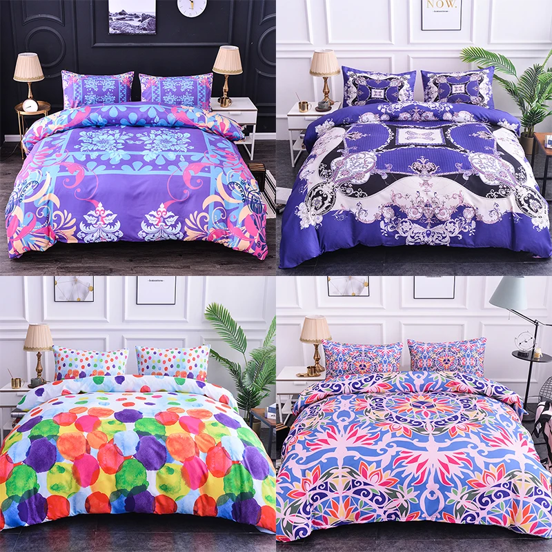 

Boniu Geometric Pattern Comforter Bedding Sets 2/3pcs Ripple Mandala Print Bedclothes Include Duvet Cover Pillowcase Twin Size