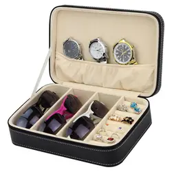 Новая мода солнцезащитные очки Часы Дисплей Коробка роскошные часы коробка корпус ювелирные изделия кожаный ящик для ювелирных изделий
