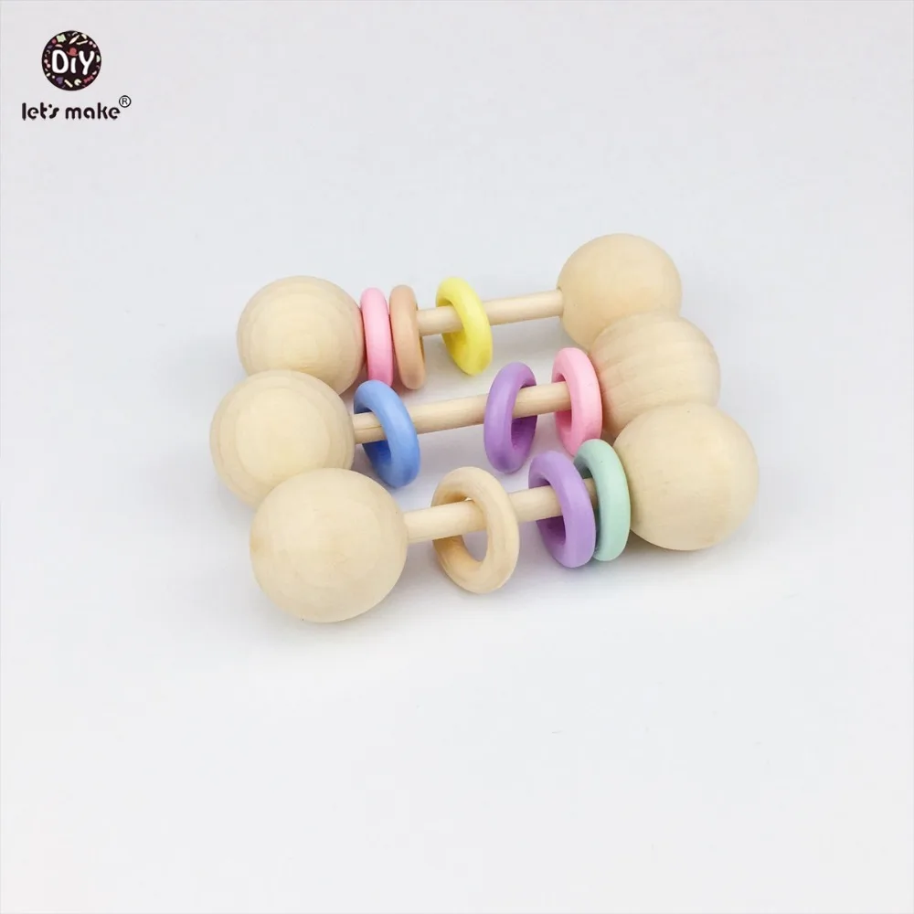 Let s Make Baby Rattles 6pcs Teething Wooden Ring Play Gym Baby Teether Chew Montessori Stroller
