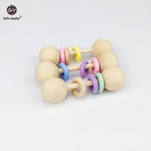 Let s Make Baby Rattles 6pcs Teething Wooden Ring Play Gym Baby Teether Chew Montessori Stroller