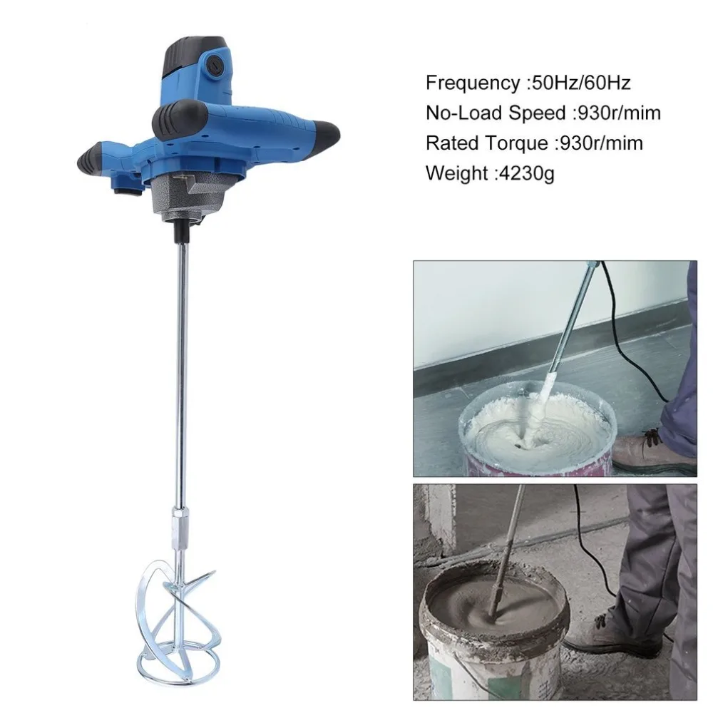 

1600W Ergonomic Industrial Electric Hand Mixer Stirrer Agitator Feed Coating Plaster Paint Cement Mortar EU Plug