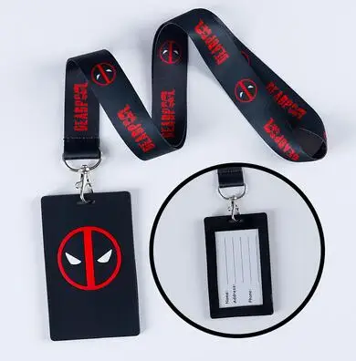 

New Retail 1 pcs Deadpool superheros Sign Card ID Holder With Hanging String Keychain T011