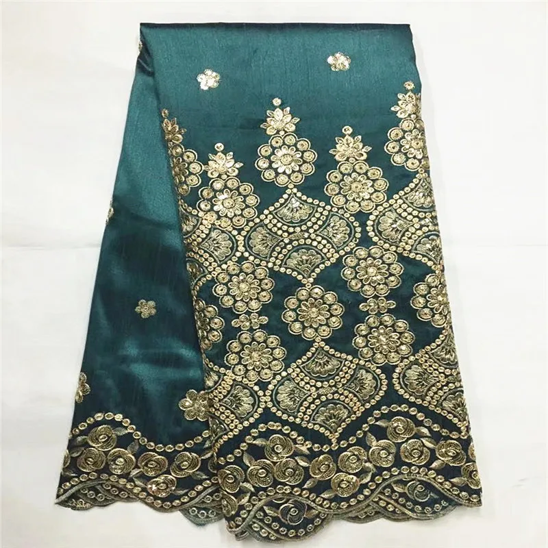 

Most Popular Dark Green sequin fabric 5 Yards African George Lace Fabric high Quality French George lace fabric For Lady ZGL11-1