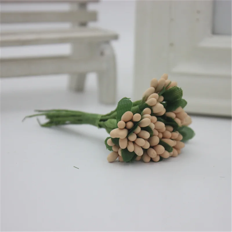 1 букет из 12 новых корейских Розовых Звезд шип цветок розетка Моделирование небольшой Ягодный букет свадебные украшения ручной работы материал - Цвет: Champagne